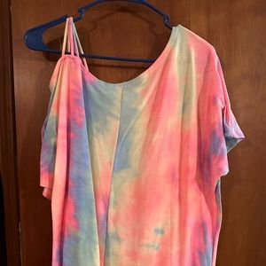 BIBI off shoulder tie dye oversized shirt